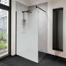 Schulte - Paroi de douche à l'italienne, profilé noir, paroi fixe Walk In, NewStyle verre brume anticalcaire, 90 x 200 cm