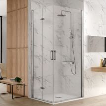 Kassandra - Paroi de douche accès en angle nardi 1 porte pivotante 80 cm + 1 porte pliante 80 cm à gauche