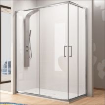 Kassandra - Paroi de douche accès en angle 2 verres fixes + 2 portes coulissantes bella 120 x 80 cm