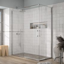Kassandra - Paroi de douche accès en angle 2 verres fixes + 2 portes coulissantes yoko 110 x 90 cm
