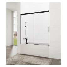 GME - Paroi de douche baignoire basic noir fixe + coulissant Mesure d'installation: 155-160 cm