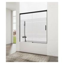 GME - Paroi de douche baignoire basic noir frost plus fixe + coulissant Mesure d'installation: 145-150 cm