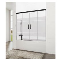 GME - Paroi de douche baignoire basic noir spazio frost plus 2 fixes + 2 coulissants Mesure d'installation: 152 - 162 cm