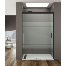 Paroi de douche BASIC NOIR fixe + coulissant, Décoré: Frost Mesure: 180-190 cm