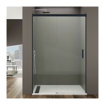 GME - Paroi de douche basic noir fixe + coulissant, Décoré: Transparent Mesure: 150-155 cm