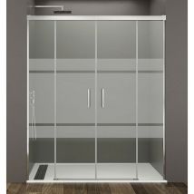 GME - Paroi de douche basic spazio 2 fixes + 2 coulissants, Décoré: Frost Mesure: 182 - 192 cm
