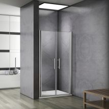 Paroi de douche battante pivotante 6mm verre anticalcaire installation en niche 100x197cm