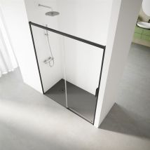 Real Shower - Paroi de douche coulissante - 115-118 cm. Hauteur : 195 cm - Profilé Noir- Verre de sécurité: 6 mm Transparent - Anticalcaire
