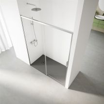 Real Shower - Paroi de douche coulissante - 135-138 cm. Hauteur : 195 cm - Profilé Argent Haute Brillance- Verre de sécurité: 6 mm Transparent