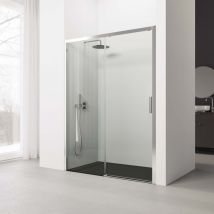Real Shower - Paroi de douche coulissante - 156-160 cm. Profilé Argent Haute Brillance- Verre de sécurité: 6 mm Transparent - Anticalcaire