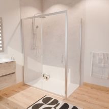 Cuisibane - Paroi de douche d'angle avec porte coulissante + retour fixe nerina - 140x90 cm