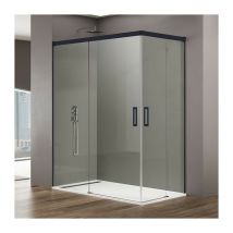 Paroi de douche d'angle BASIC BLACK Mesure 1: 115-120 / Mesure 2: 80-85