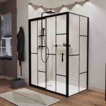 Cuisibane - Paroi de douche d'angle effet verrière atelia avec porte coulissante 140 cm x 90 cm