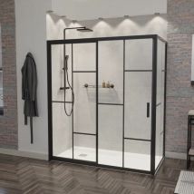 Paroi de douche d'angle effet verrière ATELIA avec porte coulissante 170 cm x 90 cm