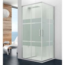 Paroi de douche d'angle PRESTIGE verre sérigraphié 140X80 - Mesure 1: 134-137 / Mesure 2: 77-80
