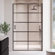 Badplaats - Paroi de douche de salle de bain Calgary 140 x 190 cm - Verre de sécurité 6 mm avec lignes - Porte coulissante incluse - Douche à