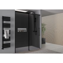 Bernstein - Paroi de douche en niche Noire mat Verre gris 8mm Cabine de douche étanche Parre douche porte coulissante Soft-Close - Toutes largeurs