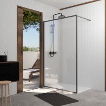 Aurlane - Paroi de Douche 120x200 cm - Cadre et Bras en Aluminium Finition Gun Metal - Verre Trempé 6 mm