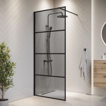 Badplaats - Paroi de Douche Essos - 90 x 200 cm Verre teinté noir - 8 mm verre