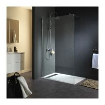 Planetebain - Paroi de douche fixe italienne 120x195 cm aluminium chromé verre de sécurité 8 mm réversible
