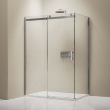 Bernstein - Cabine de douche d'angle verre trempé 8mm, Paroi de douche en coin porte coulissante, profilé Chrome - 90x120x195cm - EX806 - Porte