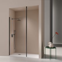 Kassandra - Paroi de douche fixe fresh levante profil noir mat 80 cm Sans sérigraphie