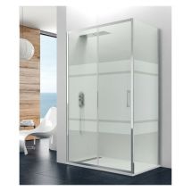GME - Paroi de douche frontal avec latérale fixe prestige verre sérigraphié Mesure frontal 147,4-150,4 / Mesure lat. fixe 76-79