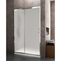 Paroi de douche frontale - 1 porte coulissante et 1 panneau fixe 130CM translucide