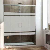 PAROI DE DOUCHE FRONTALE - 2 PORTES COULISSANTES et 2 PANNEAUX fixes SÉRIGRAPHIE 170CM