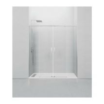 GME - Paroi de douche frontale twenty avec ouverture centrale, 2 panneaux fixes avec 2 portes coulissantes, profil chromé Mesure d'installation: 141