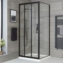 Hudson Reed - Portland - Porte de Douche avec 3 Volets Coulissants 90cm avec Paroi de Retour 90cm - Noir