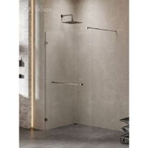 Otitec - Paroi de douche à l'italienne 100 cm inox brossé avec porte serviette caraibes gunmetal brushed