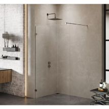 Otitec - Paroi de douche à l'italienne 120 cm inox brossé caraibes gunmetal brushed