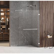 Paroi de douche à l'italienne blanche avec porte serviette 150 cm SANTORINI WHITE