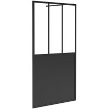 Vente-unique - Paroi de douche à l'italienne style atelier - Noir mat - 120 x 200 cm - urbanik