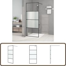 Vidaxl - Paroi de douche Noir 80x195 cm Verre esg demi-dépoli - Mur De Douche - Paroi De Douche - Douche Noire - Douche Design - Cabines De Douche
