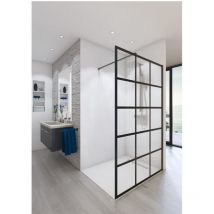 Paroi de douche ouverte Baleares Atelier 3 - 1980x1200mm - verre Timeless 8mm - Saint-Gobain Verrerie Aurys