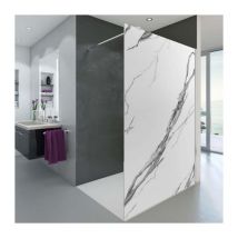Aurys - Paroi de douche ouverte Baleares Calacatta - 1980x1000mm - verre Timeless 8mm - Saint-Gobain Verrerie