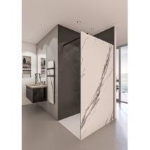 Aurys - Paroi de douche ouverte Baleares Calacatta - 1980x1400mm - verre Timeless 8mm - Saint-Gobain Verrerie
