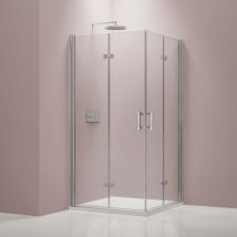 Cabine de douche d'angle en verre trempé 8mm, 2 portes battantes, Profilé Chrome - Taille porte gauche, porte droite: 75 cm, 80 cm - Bernstein