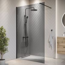 Badplaats - Paroi de Douche Rizani - 120 x 200 cm Verre teinté - Noir