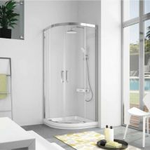 Kassandra - Paroi de douche semi-circulaire 2 verres fixes + 2 portes coulissantes S400 90x90 cm rayon 50cm