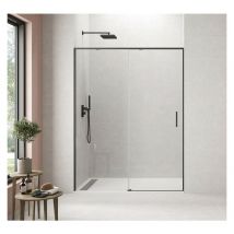 GME - Paroi de douche twenty black fixe + coulissant avec fermeture amortie 'soft-close' Mesure: 150-155 cm