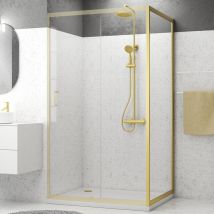 Aurlane - Parete Laterale Fissa 90x200cm - Profilo Oro Spazzolato - Vetro temperato 6 mm - goldy crush