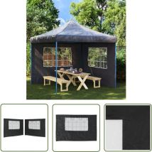 The Living Store Paroi de tente de réception 2 pcs avec fenêtre pe Anthracite - Pare-soleil Pliable - Abri De Jardin - Tentes De Réception - Toile De