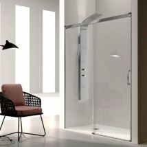 Kassandra - Paroi de douche fixe + Porte coulissante glasé 165 cm Sans paroi latérale