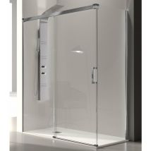 Kassandra - Paroi de douche fixe + Porte coulissante glasé 140 cm Paroi latérale : 66 - 69 cm