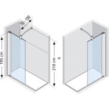 Sider - Paroi fixe Lunes h - Largeur 100 cm (Extensibilité 97-98,5 cm) avec verre trempé transparent et profilé Silver - novellini diffusion france