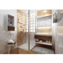 Paroi mobile latérale pour paroi Walk-in Ancocombi - Anconetti - 200x40cm - Verre transparent 6mm - Argent poli brillant