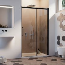 Idralite - Porte de douche h 200 mod. Prime Black 130 cm verre transparent 8 mm vers droite